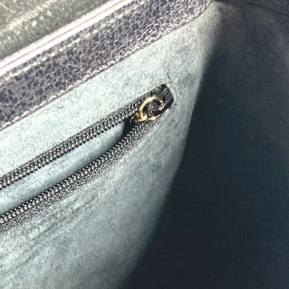 GUCCI 001・1118 vintage Bamboo Tote Bag Flap Hand Bag Leather gray - Picture 13 of 14